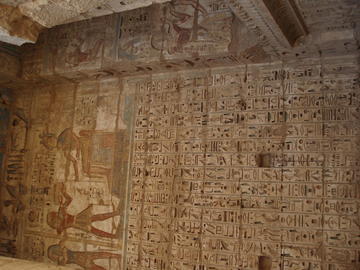 Photo of an interior wall of Ramses III's funerary temple
